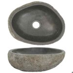 Bon march� - vasque � poser / lave - mains - lavabo en pierre de rivi�re ovale (29 - 38)x(24 - 31) cm ...
