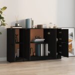 Bon plan buffet bahut vaisselier - jili hot - buffets - 3 pcs - noir - bois dingnierie - commode salon ...