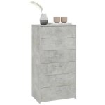 Bon plan buffet bahut vaisselier - jili hot - buffet avec 6 tiroirs - gris b�ton 50x34x96cm - bois ding�nierie ...