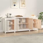 Bon plan buffet bahut vaisselier - jili hot - buffet blanc 164x37x68cm - bois massif de pin - commode ...