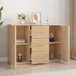 Bon plan buffet bahut vaisselier - jili hot - buffet ch�ne sonoma 91x295x65cm - bois ding�nierie - commode ...