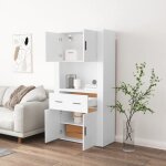Bon plan buffet bahut vaisselier - jili hot - buffet haut blanc - bois dingnierie - commode salon / ...