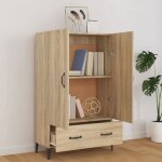 Bon plan buffet bahut vaisselier - jili hot - buffet haut ch�ne sonoma 70x31x115cm - bois ding�nierie ...