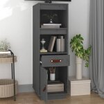 Bon plan buffet bahut vaisselier - jili hot - buffet haut gris 34x40x1085cm - bois massif de pin - commode ...