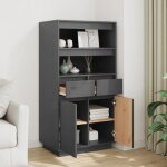 Bon plan buffet bahut vaisselier - jili hot - buffet haut gris 60x40x1165cm - bois massif de pin - commode ...