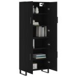Bon plan buffet bahut vaisselier - jili hot - buffet haut noir 695x34x180cm - bois dingnierie - commode ...