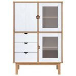 Bon plan buffet bahut vaisselier - jili hot - buffet haut otta marron et blanc 85x43x125cm - bois massif ...