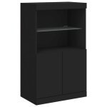 Bon plan buffet bahut vaisselier - jili hot - buffet avec lumires led - noir 605x37x100cm - commode ...