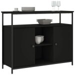 Bon plan buffet bahut vaisselier - jili hot - buffet noir 100x35x80cm - bois dingnierie - commode salon ...