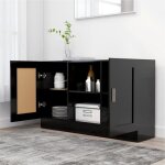 Bon plan buffet bahut vaisselier - jili hot - buffet noir 120x305x70cm - bois dingnierie - commode salon ...