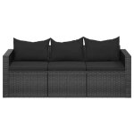 Bon plan canap� de jardin - jili hot - canap� fixe / sofa balcon � 3 places avec coussins noir - r�sine ...