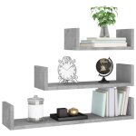 Bon plan console au mur - jili hot - �tag�res murales - 3 pcs - gris b�ton - bois ding�nierie - pour ...