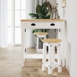 Bon plan dining table set - jili hot - tabourets de bar lot de 2 blanc - bois massif de pin - pour salon ...