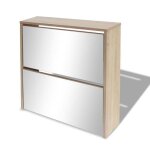 Bon plan meuble  chaussures - jili hot - grande capacit - 2 tages avec miroir 63x17x67cm chne - pour ...