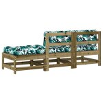 Bon plan salon de jardin - jili hot - canap� fixe / sofa balcon 3 pcs avec coussins - bois de pin impr�gn� ...