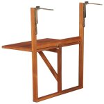 Bon plan table suspendue de balcon - 2 personnes - 645x44x80cm - bois dacacia massif - pour jardin / ...