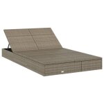 Bon plan transat ext�rieur - jili hot - chaise longue � - 2 places - avec coussins gris - r�sine tress�e ...