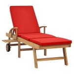 Bon plan transat extrieur - jili hot - chaise longue avec coussin - bois de teck solide rouge - pour ...