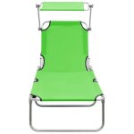 Bon plan transat ext�rieur - jili hot - chaise longue - pliable avec auvent vert aluminium - pour camping ...