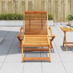 Bon plan transat ext�rieur - jili hot - chaise de terrasse avec repose - pied - bois dacacia solide - ...
