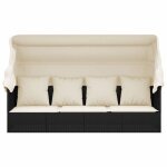 Bon plan transat ext�rieur - jili hot - lit de salon dext�rieur toit et coussins noir - r�sine tress�e ...