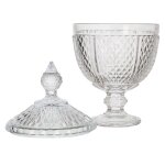 Bonbonni�re verre design diamant home deco factory h31 cm - transparent