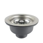 Bonde d�vier sans trop plein panier inox � 114 mm 1� acier inoxydable + abs bonde + panier