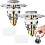 Bonde de lavabo 2 pièces 32 - 42mm bouchon lavabo universel pop - up avec 2 joints Bonde de lavabo 2 pièces 32 - 42mm bouchon lavabo universel pop - up avec 2 joints