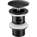 Bonde de lavabo noir avec trop - plein bonde pop - up automatique en acier inox -