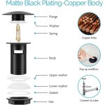 Bonde de lavabo avec trop - plein noir mat universelle g1 1 / 4 laiton valve pop - up bonde de vidage ...