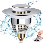 Bonde lavabo universelle aimoonsa inox 304 � tirette 32?42 mm ? bouchon vidange anti - colmatage