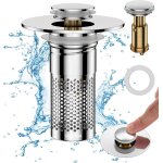 Bonde de lavabo universelle avec filtre anti - obstruction ? laiton et acier inoxydable Bonde de lavabo universelle avec filtre anti - obstruction ? laiton et acier inoxydable