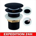 Bonde de lavabo - zisonix - pop up - noir - argent - sans trop plein