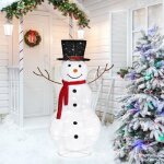 Bonhomme de neige 1. 2m lumineux  90 led avec piquets scuriss - 60 x 60 x 120cm