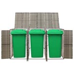 Bonne qualit - abri pour poubelle - armoire poubelle - triple gris 207x80x117 cm rsine tresse - maw42989203 ...