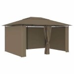 Bonne qualit - anti - uv - chapiteau de jardin avec rideaux - bonnie - 4x3 m taupe 180 g - m deco m2435612 ...