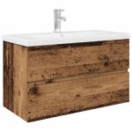 Bonne qualit - armoire de rangement meuble lavabo avec bassin et robinet intgrs vieux bois deco m6731473 ...
