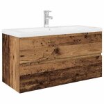 Bonne qualit� - armoire de rangement meuble lavabo avec bassin et robinet int�gr�s vieux bois deco m7873586 ...