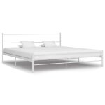 Bonne qualit� - cadre de lit sans matelas et t�te de lit blanc m�tal 160x200 cm - haut de gamme - 10162 ...