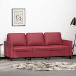 Bonne canap  3 places canap droit banquette sofa de salon rouge bordeaux 180 cm similicuir - yxm fr748946 ...