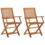 Bonne qualit - chaises pliables dextrieur - lot de 2 - bois dacacia solide54x57x91 cm - pour cour balcon ...