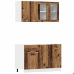 Bonne qualit - ensemble darmoires de cuisine 4 pcs - buffet de cuisine haut + meuble bas - vieux bois ...