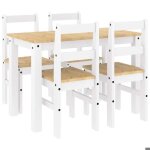 Bonne qualit� - ensemble � manger panama 5 pcs - ensemble de table � manger et 4 chaises - blanc - bois ...