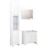 Bonne qualit - mobilier ensemble de meubles de bain 3 pcs salle de bain et wc - bonnie - blanc - bois ...