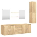 Bonne qualit� - mobilier ensemble de meubles salle de bain 7 pcs salle de bain et wc - bonnie - ch�ne ...
