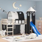 Bonne rideaux pour lit mezzanine avec tunnel et tour blanc et noir - yxm fr384589