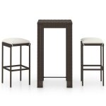 Bonne qualit� - salon dext�rieur ensemble de bar de jardin 3 pcs - 2 chaises de jardin avec table - coussins ...