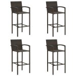 Bonne qualité - tabourets de bar - lot de 4 - marron - résine tressée52x56x118 cm - pour cour balcon ... Bonne qualité - tabourets de bar - lot de 4 - marron - résine tressée52x56x118 cm - pour cour balcon ...