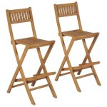 Bonne qualit - tabourets pliables de bar dextrieur - lot de 2 - bois teck solide395x61x114 cm - pour ...