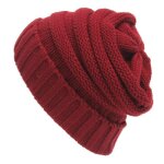 Bonnet ample tricot pour femmes chapeau dhiver en tricot pais de style rue rouge